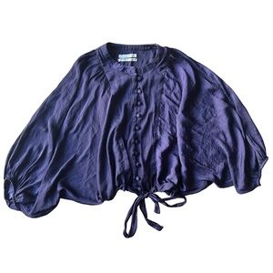 urban outfitters purple blouse with bubble sleeves